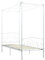 vidaXL Cadre de Lit à Baldaquin Lit Simple Lit Adulte Lit Coffre Sommier à Lattes Chambre à Coucher Maison Intérieur Blanc Métal 100x200 cm