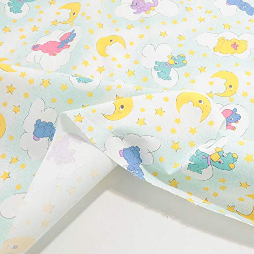 TOLKO 50cm Baumwollstoff Meterware für Kinder aus ÖkoTex Baumwolle | Bunt kräftige Farben | weiche Baumwoll-Popeline zum Nähen Dekorieren Vorhangstoff Dekostoff Bezugsstoff Bettwäsche (Gute Nacht)