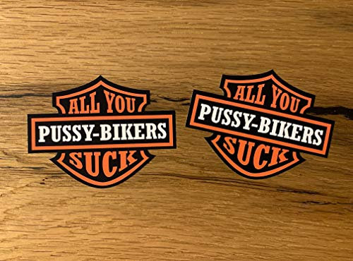 24/7stickers MG390 / 2X Suck All Pussy Biker Aufkleber Sticker 8x6cm Chopper Bobber Cafe Racer Motorrad Auto Oldtimer Vintage Retro