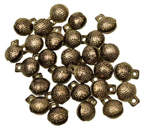 24 Stück Vintage Bronze Jingle Bells Craft Bells Vintage Legierung Bronze Farbe Mini Jingle Bell Anhänger Charm Schmuck Bulk DIY Glocken Messing Bell Vintage Style Hängende Glocke
