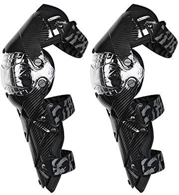 VOMI Ginocchiere Moto Uomo Nero, Ginocchio Moto Cross Adulti Ajustable Flessibili Protezione del Giunto Parastinchi Protettori per Ginocchia per Enduro MTB ATV Motocross Mountain Bike