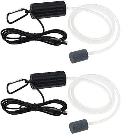 ECSiNG 2 Sets Aquarium Air Pump Super Silent Mini USB Fish Tank Oxygen Air Pump Air Aerator Pump Energy Saving Oxygen Bubbler with Air Stone and Single Outlet Silicone Tube 1W