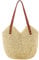 GSenhui Stroh Handtasche Damen, Korbtasche, Stroh Groß Sommer strandtasche mit reißverschluss, Handgemachte Strohtasche mit Leder Schultergurt, Gewebte Umhängetasche für Strand Reise Einkauf