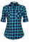 UNibelle Chemise à Carreaux Manches Longues Femme - Chemisier Traditionnel Oktoberfest - Veste en Coton - Col en V - Bleu