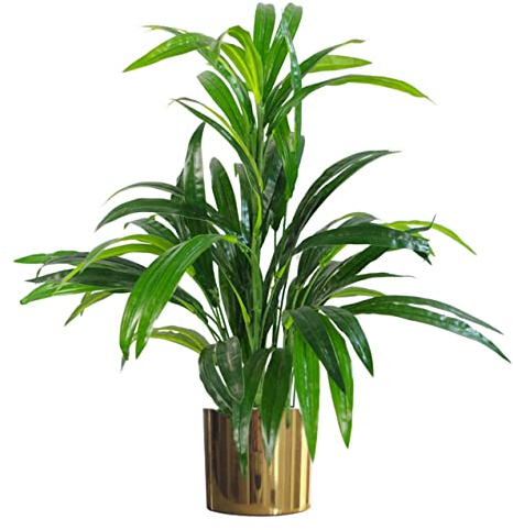 Leaf 65cm Artificial Realistic Bamboo Shrub Plant with Gold Metal Planter