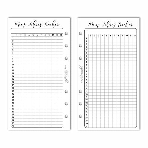 SinnWunder® Habit-Tracker Listen für ein Jahr, passend für 6-Ringplaner der Größe Personal
