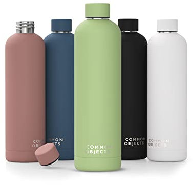 Common Objects Trinkflasche Edelstahl 500 ml | auslaufsichere, isolierte Thermosflasche | Wasserflasche Kohlensäure geeignet | Sportflasche, water bottle, thermos | Büro, Gym, Outdoor | DAS ORIGINAL