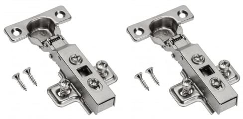 Gedotec Scharniere für Schranktüren - Topfband | 2 Stück Mini-Scharnier Eckanschlag inkl Montageplatte | MINI STAR | Topfscharniere 26mm | Schanier zum Schrauben + Soft-Close Dämpfung | Schranktür