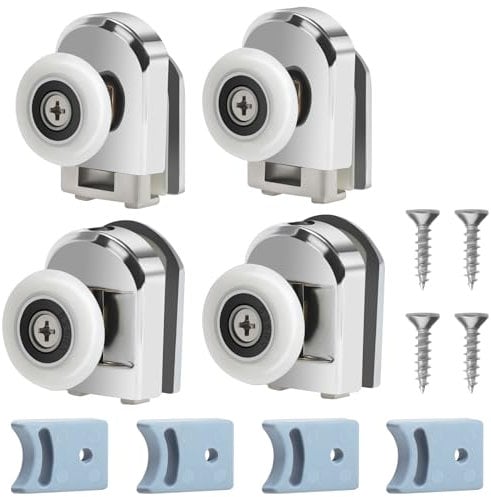 Cokritsm 4Pcs Shower Door Rollers, 23MM Sliding Shower Doors Wheels Replacement Roller Runner Wheel, Shower Door Runners Pulleys for Curved Glass Doors 4-6mm