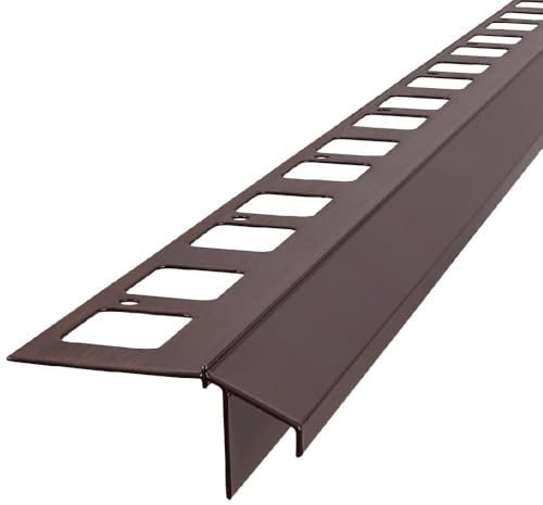 Renoplast® Perfil de Alero de Aluminio K100R 200cm Marrón | Acabado de Terrazas y Balcones | Suelos de Baldosas sobre Mortero Adhesivo | Sistemas de Drenaje de Agua | Perfil Angular | Anticorrosión