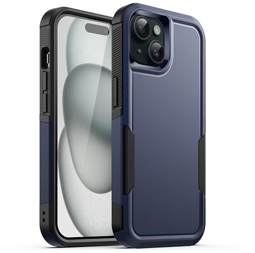 JETech Case for iPhone 15 6.1-Inch, Heavy Duty Dual-Layer Rugged Protection, Shockproof Protective Tough Phone Cover with Matte Back (Navy)