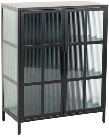 riess-ambiente.de Industrial Vitrine DURA Steel 80cm schwarz Metall Riffelglas