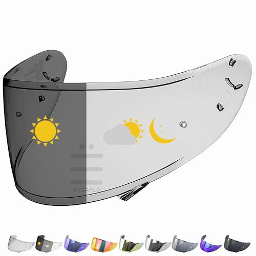 Everalo Visiere Casque Compatible avec Shoei Nxr - Ryd - X Spirit 3 - Z7 - Rf1200 - X14 - Cwr1 - Cwr f - Visière Shoei Nxr Pinlock Ready (Photochromatique)