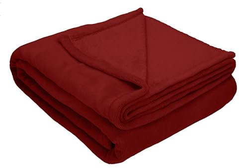 Betz Romania Decke Sofa Kuscheldecke Dunkelrot - warm Sofaüberwurf Decke, Sofadecke Couchdecke, 140x190 cm Flauschige Wohndecke für Couch