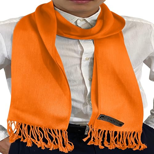 CJ Apparel Nepalesischer Schal für Herren, einfarbig, modisches Design, für Gesicht und Hals, Orange, Einheitsgröße
