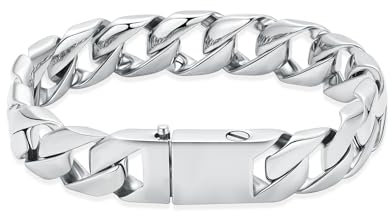 VCCWYQK Kremation Urne Armband für Menschliche Asche - Cuban Link Schmuck für Männer, Keepsake Memorial Halter (22cm, Silber)
