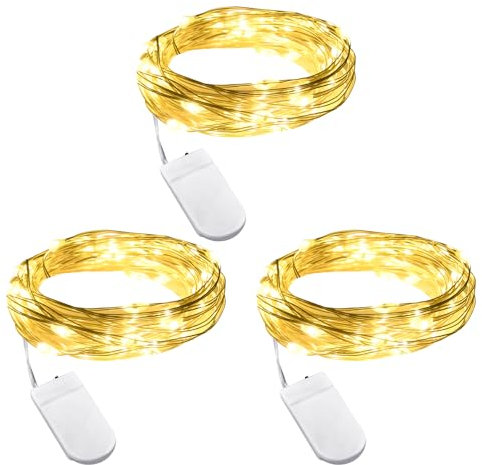 cshare LED Fairy Lights Battery Operated, 2M 20LED 3Pack Mini String Lights IP65 Waterproof Silver Wire Lights for Jars, Christmas, Halloween, Bottles, Bedroom in/Outdoor Decoration(Warm White)