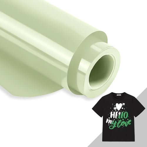 MeYuxg Plotterfolie Textil, 30,5 × 152cm Transferfolie, Leuchtet Im Dunkeln, Plotterfolie Selbstklebend, Heat Transferfolie Textil, Bügelfolie für T-shirts, Vinylfolie Plotter, Transferfolie Plotter