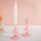 Glasseam Kerzenständer Glas Stabkerzenhalter Rosa: 2er Set Kerzenhalter Stabkerze Bunt Deko Kerzenhalter für Stabkerzen Farbig Kerzenständer Stabkerze für Wohnzimmer Esstisch Deko