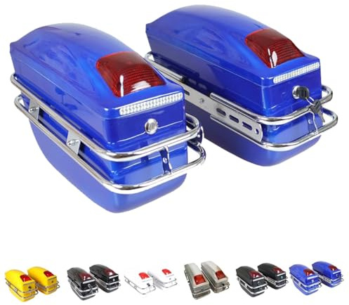Motorradkoffer Satteltasche ABS Seitenkoffer Reisen Wasserdicht Mit Sicherheitsschloss, 6 Farben (Blau)