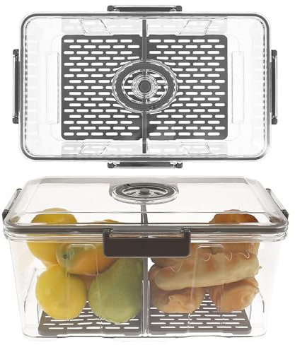 Bread Box Rectangular Airtight Bread Storage Container Large Transparent Bread Keeper Time Recording Bread Holder with Vacuum Pump for Countertop(7.5L Gray Band Handle Pump)