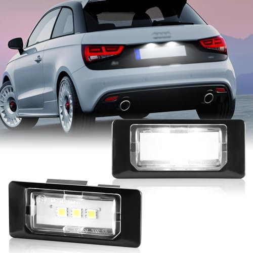 POPMOTORZ LED Kennzeichenbeleuchtung mit Canbus Fehlerfrei für A-udi A1/S1 A4 B8 8K A5 A6 C7/S6 C7 A7/S7 VW Golf6 Golf7 Jetta 6 P-assat 3C B6 SEAT Ibiza Alhambra SKODA Oktavia 3 Superb 3T B6, 2 Stück