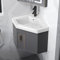 Dreieckiges Wandwaschbecken, Waschbeckenunterschrank mit Einbaubecken, Mit Heißem Und Kaltem Wasserhahn-Abfluss, mit Tür und Offener Stauraum, Moderne Badmöbel(Gray,42cm/16.5in)