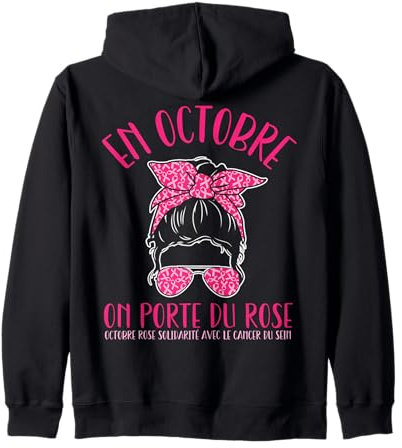 En Octobre On Porte Du Rose Cadeau Octobre Rose Ruban Rose Sweat à Capuche