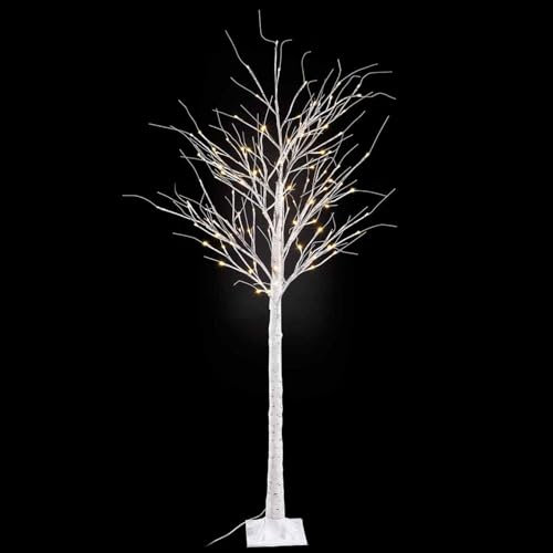 Gruppo Maruccia - Albero Natalizio Luminoso con 160 Luci Led Bianco Caldo - Albero di Natale Betulla Bianca Artificiale per Interni ed Esterni Altezza 2,10 Metri 160 Rami