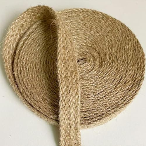 CIVIOOH Cordones de Yute Trenzados Planos, Cinta de arpillera, macramé, Suministros para Manualidades Hechos a Mano, Cuerda de cáñamo Natural, Hilo de Cuerda para decoración del hogar