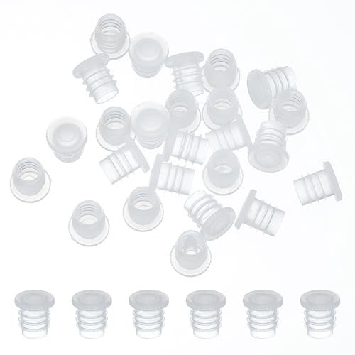 PATIKIL Salt and Pepper Shaker Stoppers 7mm/0.28, 25Pcs Plastic Salt Shaker Plug Replacement Reusable Clear Round End Cap for Pots Bottles Pipes