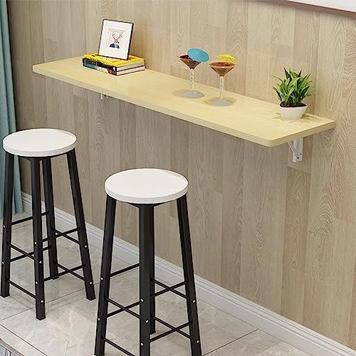 Klappbarer Wandtisch, robuster, an der Wand montierter Klappschreibtisch aus Holz für die Küche und Bar, platzsparender Hängetisch mit Metallstütze, verschiedene Größenoptionen – Länge 40–120 cm (Gr