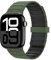 Astorgos Correa Magnética Compatible con Apple Watch Ultra 2/Ultra 49mm,S10 46mm,9/8/7 45mm,SE2/SE/6/5/4 44mm,3/2/1 42mm,Correa de Silicona Ajustable,Pulsera Deportiva, Verde Ejército/Negro