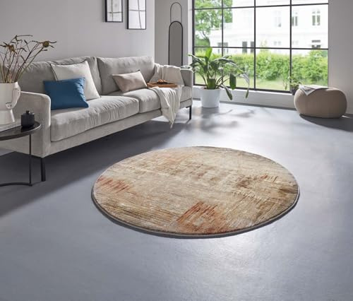 Taracarpet Moderner kurzflor Designer Teppich Gemustert in Luxus Qualität fürs Wohnzimmer, Schlafzimmer und Esszimmer Terra 200x200 cm rund