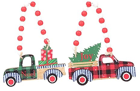 DRESSOOS 2piezas Adornos Navideños Colgantes De Madera para Árbol De Navidad Fiestas