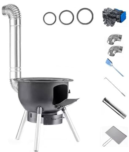 Generisch Tragbarer Holzofen, Abnehmbarer Outdoor-Kocher, Campingkocher mit Holzfeuerung für Grill, Kochen, Zelt, Angeln, Rucksacktourismus