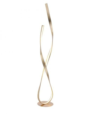 Licht-Erlebnisse LED Stehlampe Modern Metall in Blattgold Wohnzimmer Schlafzimmer H:140 cm warmweiß 3000 K 3215 lm geschwungene Stehleuchte dimmbar DIPNOX