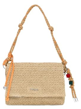 Desigual Umhängetasche Schultertasche Half Logo Raffia Venecia Bag Natural beige