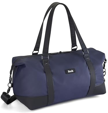 Rock Harper 28L Medium Underseat Holdall - Navy | Ryanair Compliant - Gym, Office & Weekend Getaway - Laptop Section - Waterproof Kissing Zips - Trolley Strap - 43x20x33cm