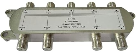 8 Way 5-2400 MHz Signal Satellite Splitter GSP-08 TV Antenna RF Sat Coaxial Diplexer Combiner Cable Switch Switcher Wider Coverage