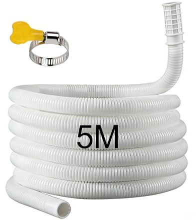 FALSKT Tubo Desague Aire Acondicionado 5m Ø16mm Manguera Desague Lavadora | Tubo DesagüE Para Lavavajillas Tubos de Goteo de Aire Acondicionado con Abrazadera de Acero Inoxidable ConexióN De Grifo