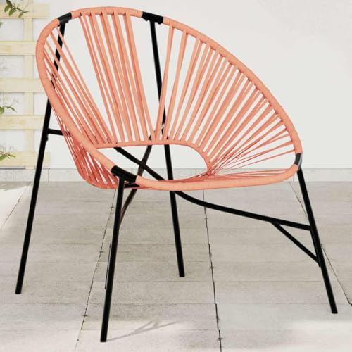 Nqyjm Gartenstuhl, Garteneier, Schwarz und Orange, Polyrattan für Garten, Strand, Balkon, Terrasse, Camping