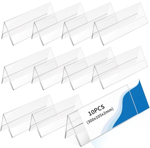SWAWIS 10 Stück Acryl Namensschilder Tisch 30 x 10,5 cm 2 mm Stark | Namensschild hochtransparent wiederverwendbar für Hochzeit Konferenz Büro doppelseitiger Namensschilder Tischaufsteller