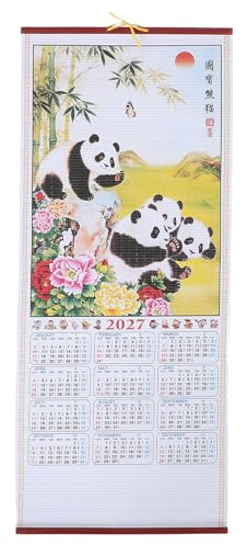 HORIALENCE Chinesischer Wandkalender – Feng-Shui-Hängekalender 2027 (Jahr des Schafes) mit Panda-Motiv für Feiertage und Terminplanung zu Hause oder im Büro