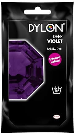 Dylon Hand Fabric Dye Sachet For Clothes Soft Furnishings Bolsa de Tinte a Mano Violeta Profundo (Intenso), 50 g (Pack of 1)
