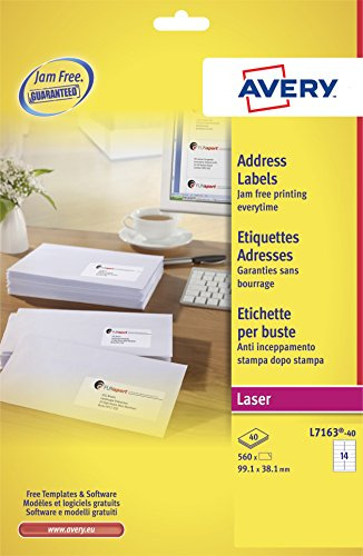 AVERY Laser Labels 99.1x38.1mm White P40 L7163M