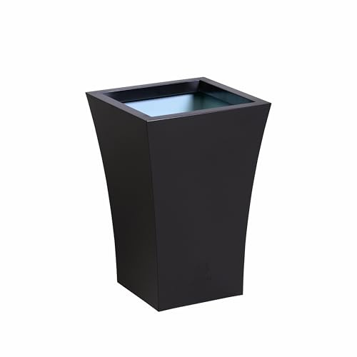 Primrose Small Outdoor Black Galvanised Steel Plant Pot Square Flared Planter 44cm (17.4in)