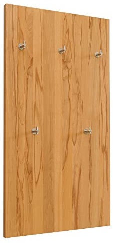 Holzprojekt-Summer Wandgarderobe Flurgarderobe Garderobenpaneel Massivholz Kernbuche mit 5 Kleiderhaken