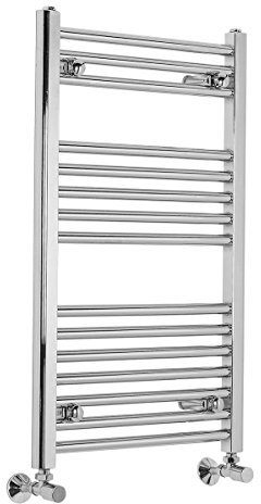Warmehaus Contemporary Straight Heated Bathroom Towel Rail Radiator Rad - 800 x 500 mm - Chrome