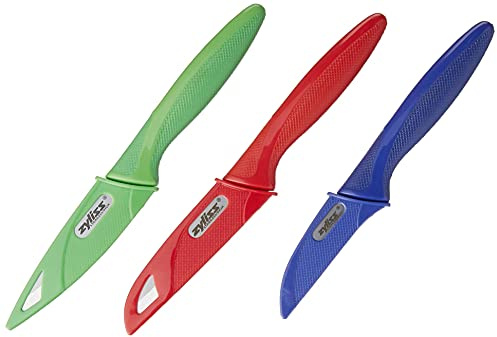 Zyliss Schäl- und Schälmesser, Schälset, 3-teilig, Blau/Grün/Rot, Edelstahl, 1